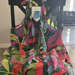 Terra & Sky Multicolor Leaf Print Dress